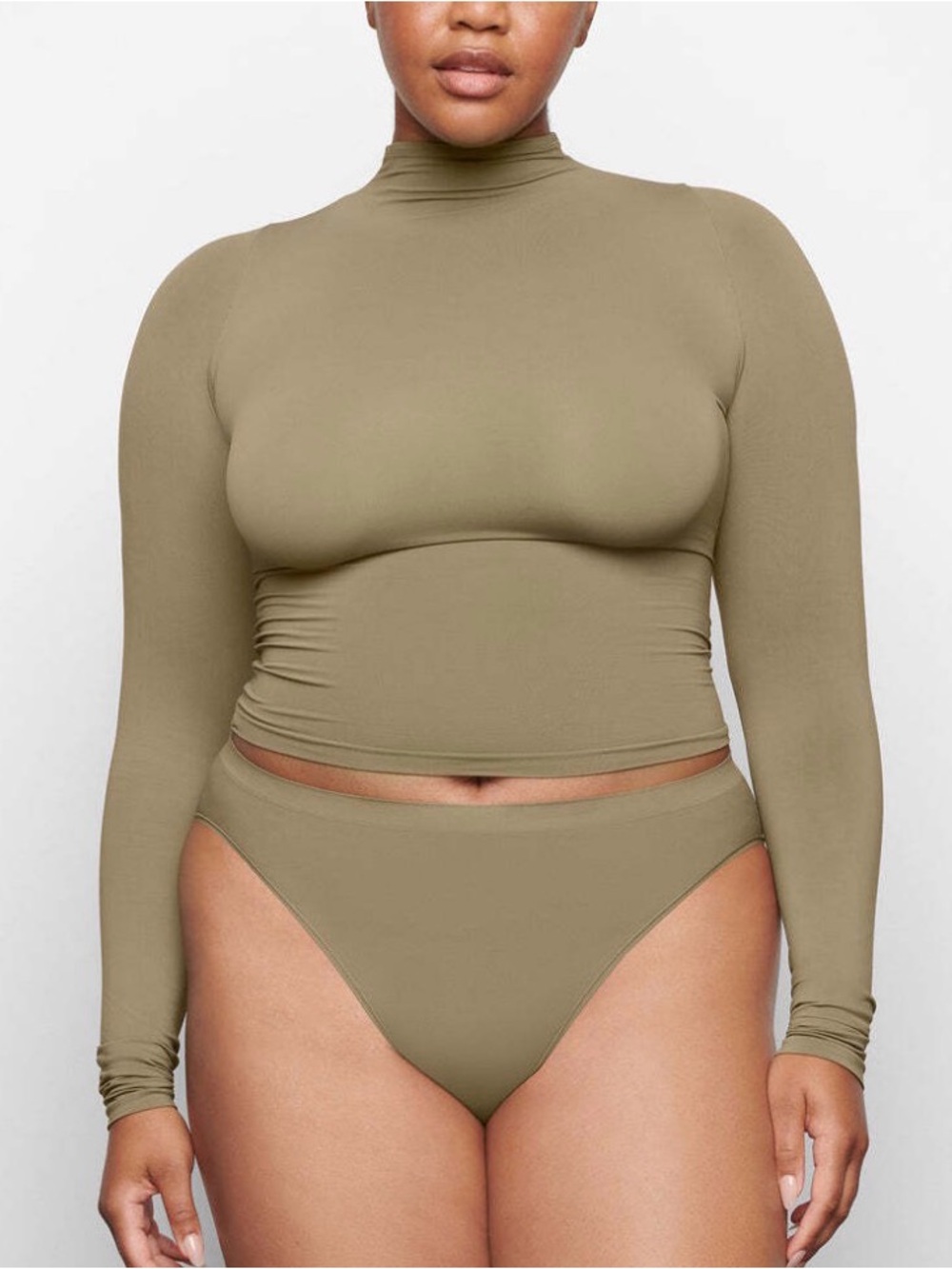 SKIMS Soft Smoothing Seamless Long Sleeve Turtleneck Limited Army Green M